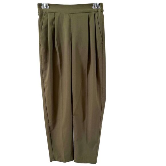 LOWRYS FARM Pleated Tapered Pants in Army Green M - Picture 4 of 16